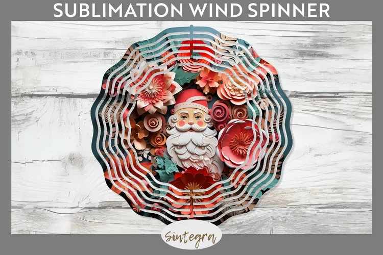 3D Christmas Santa v16 Wind Spinner Sublimation