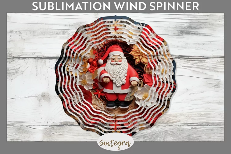 3D Christmas Santa v17 Wind Spinner Sublimation