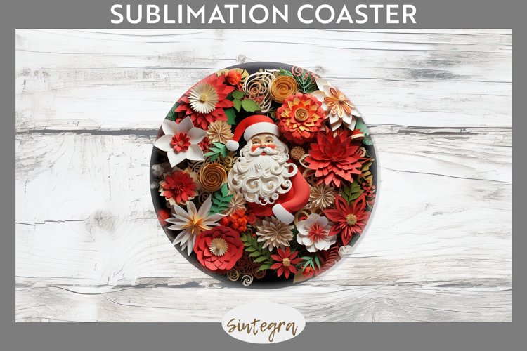 3D Christmas Santa v18 Round Coaster Sublimation example image 1