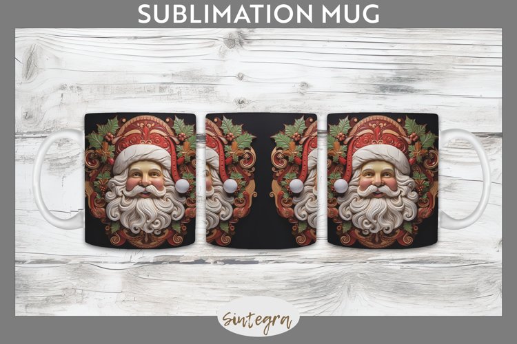3D Christmas Santa v19 Mug Wrap Sublimation example image 1