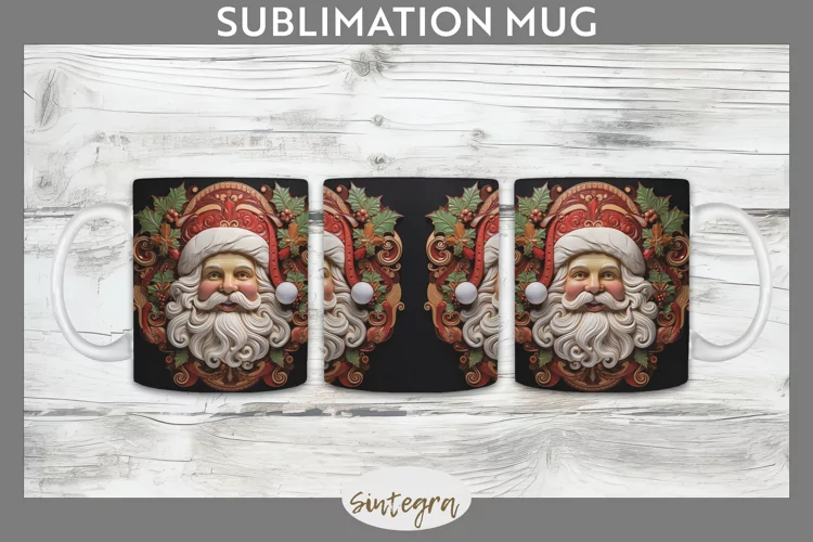 3D Christmas Santa v19 Mug Wrap Sublimation