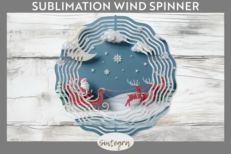 3D Christmas Santa v2 Wind Spinner Sublimation