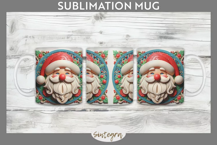 3D Christmas Santa v20 Mug Wrap Sublimation