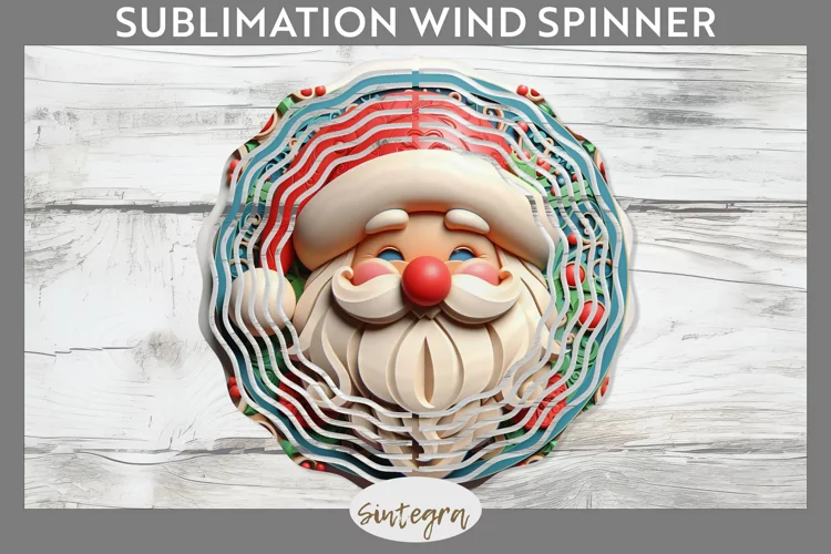 3D Christmas Santa v20 Wind Spinner Sublimation