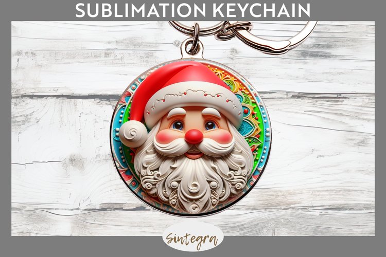 3D Christmas Santa v21 Round Keychain Sublimation
