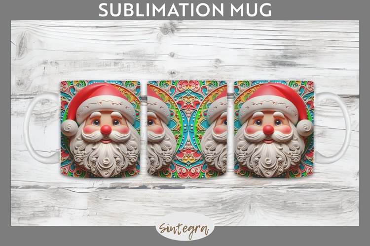 3D Christmas Santa v21 Mug Wrap Sublimation example image 1