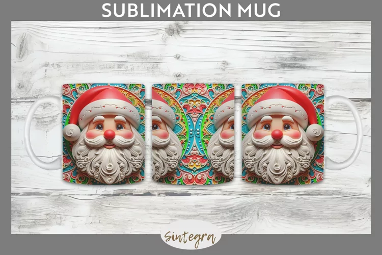 3D Christmas Santa v21 Mug Wrap Sublimation