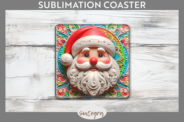 3D Christmas Santa v21 Square Coaster Sublimation example image 1