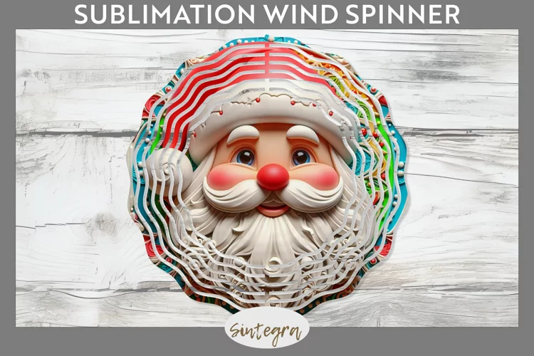 3D Christmas Santa v21 Wind Spinner Sublimation