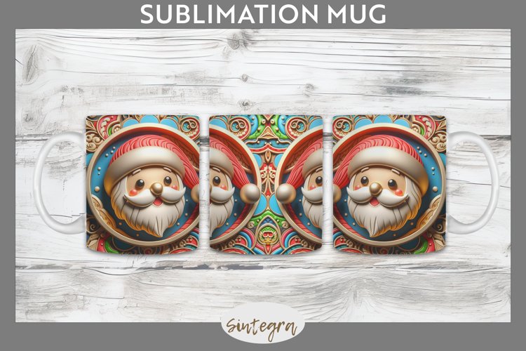 3D Christmas Santa v23 Mug Wrap Sublimation example image 1
