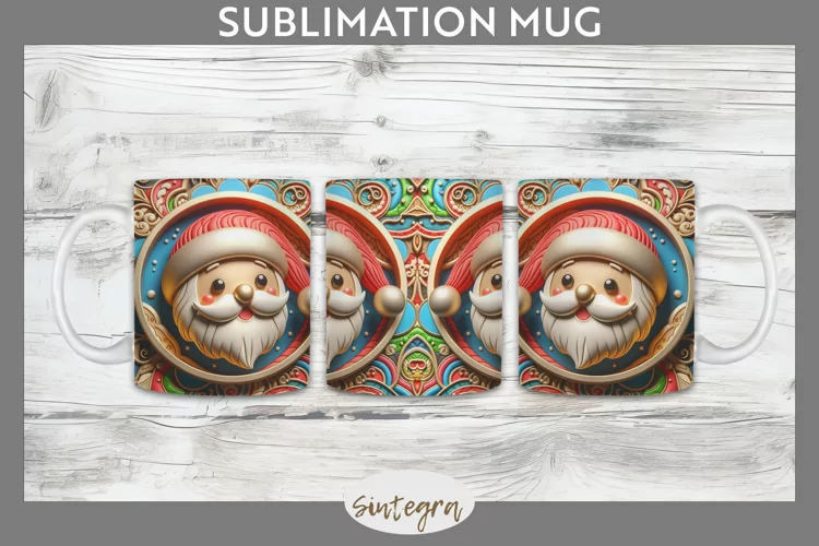 3D Christmas Santa v23 Mug Wrap Sublimation