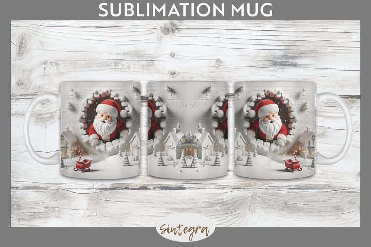 3D Christmas Santa v24 Mug Wrap Sublimation example image 1