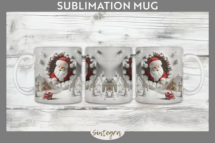 3D Christmas Santa v24 Mug Wrap Sublimation