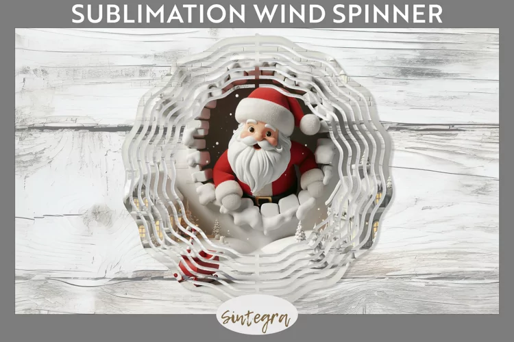 3D Christmas Santa v24 Wind Spinner Sublimation