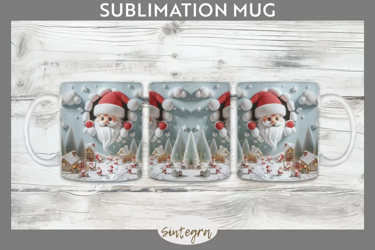 3D Christmas Santa v25 Mug Wrap Sublimation