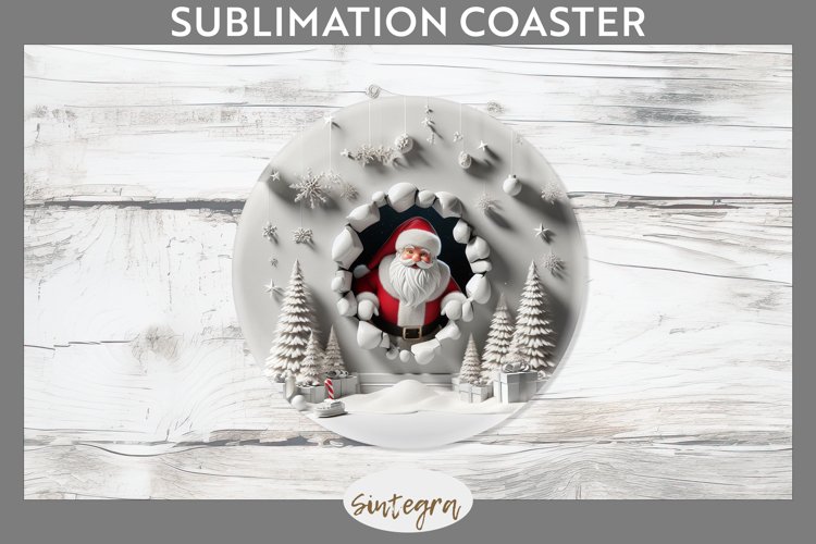 3D Christmas Santa v26 Round Coaster Sublimation example image 1