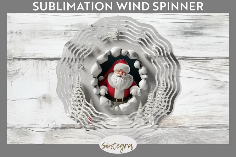 3D Christmas Santa v26 Wind Spinner Sublimation