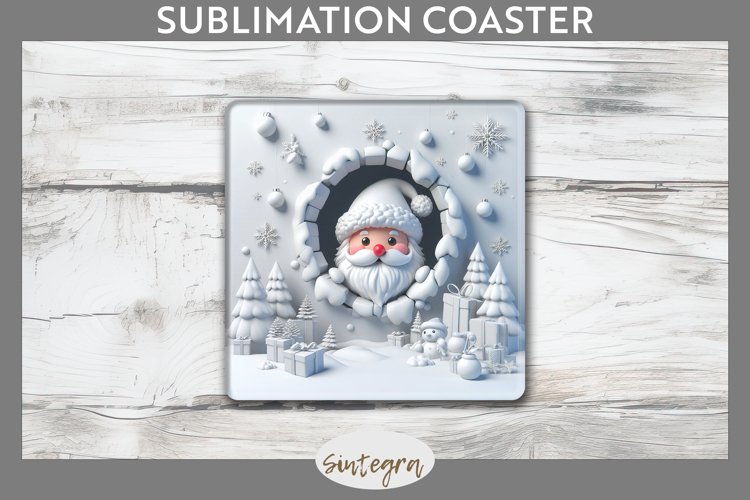 3D Christmas Santa v27 Square Coaster Sublimation