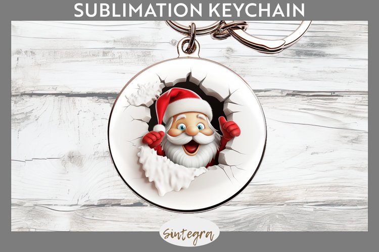 3D Christmas Santa v28 Round Keychain Sublimation