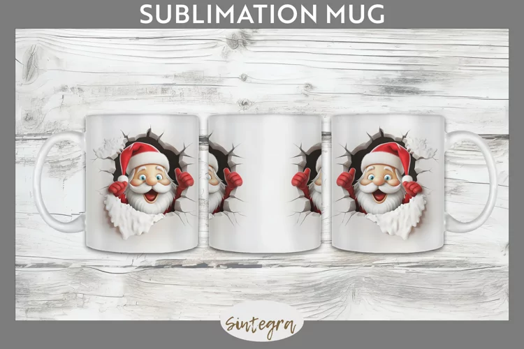 3D Christmas Santa v28 Mug Wrap Sublimation