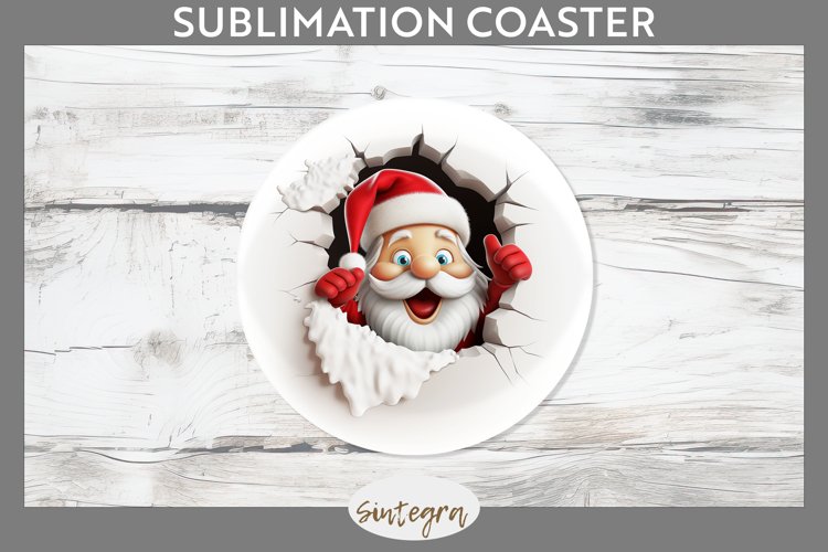 3D Christmas Santa v28 Round Coaster Sublimation