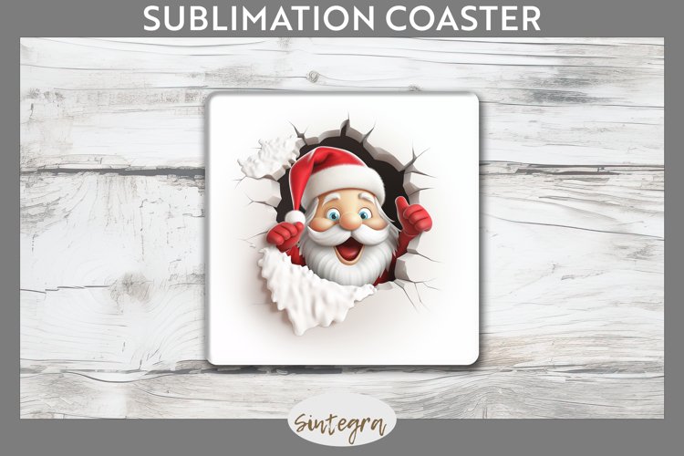 3D Christmas Santa v28 Square Coaster Sublimation example image 1