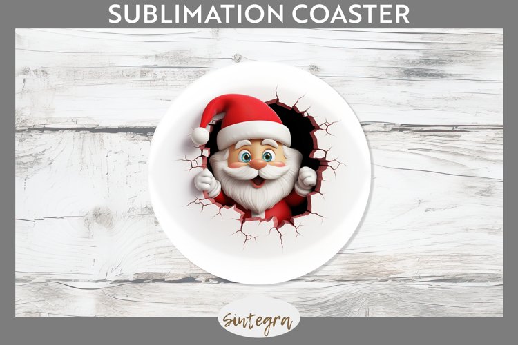 3D Christmas Santa v29 Round Coaster Sublimation