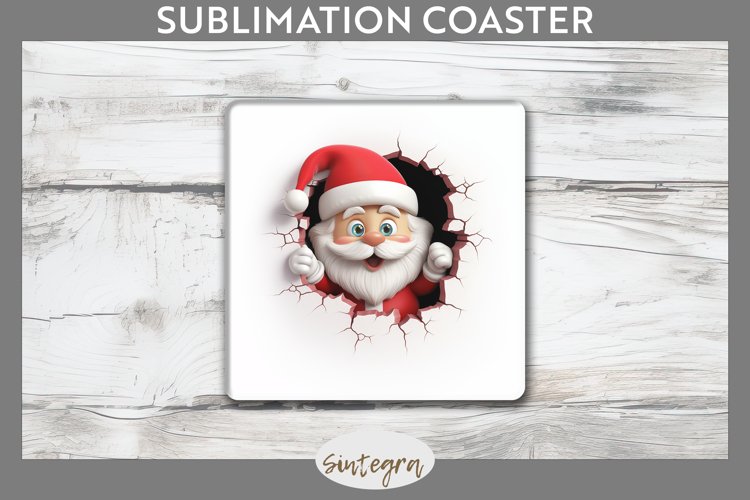 3D Christmas Santa v29 Square Coaster Sublimation example image 1