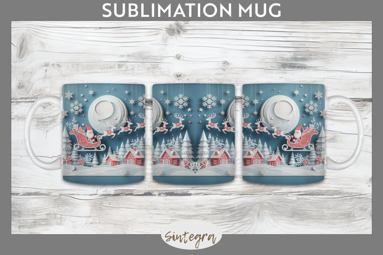 3D Christmas Santa v3 Mug Wrap Sublimation example image 1
