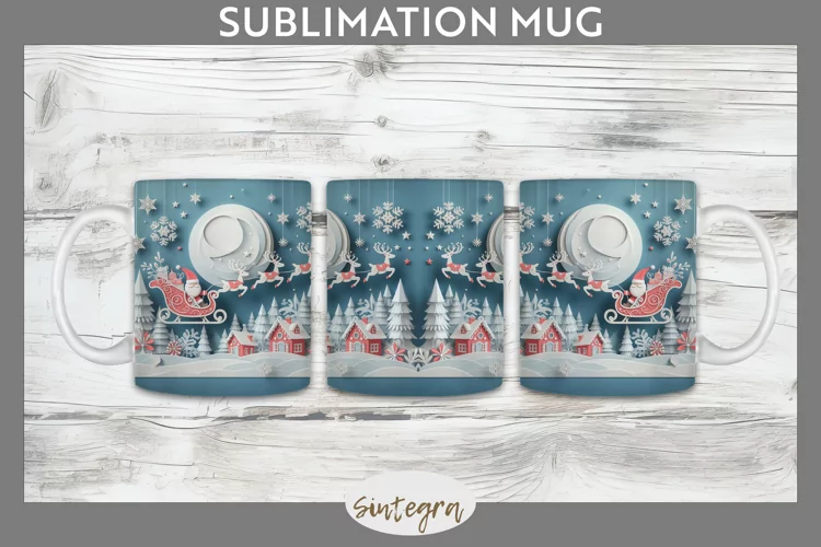 3D Christmas Santa v3 Mug Wrap Sublimation