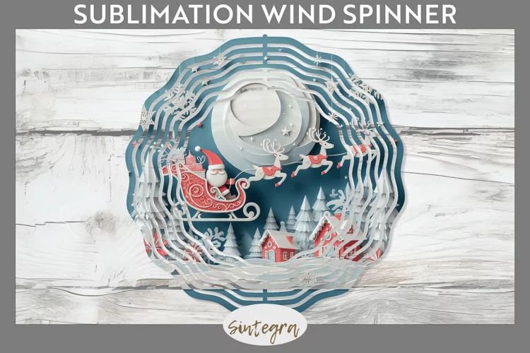 3D Christmas Santa v3 Wind Spinner Sublimation