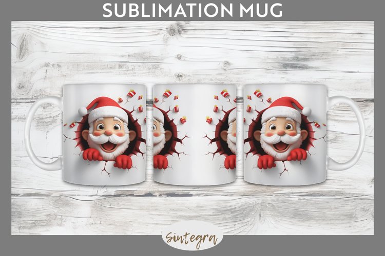 3D Christmas Santa v30 Mug Wrap Sublimation