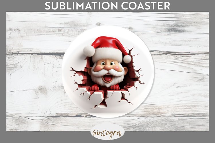 3D Christmas Santa v31 Round Coaster Sublimation example image 1