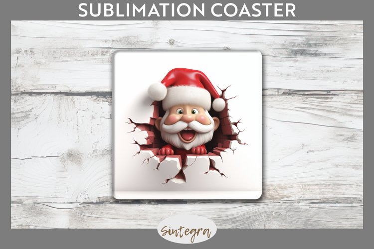3D Christmas Santa v31 Square Coaster Sublimation example image 1
