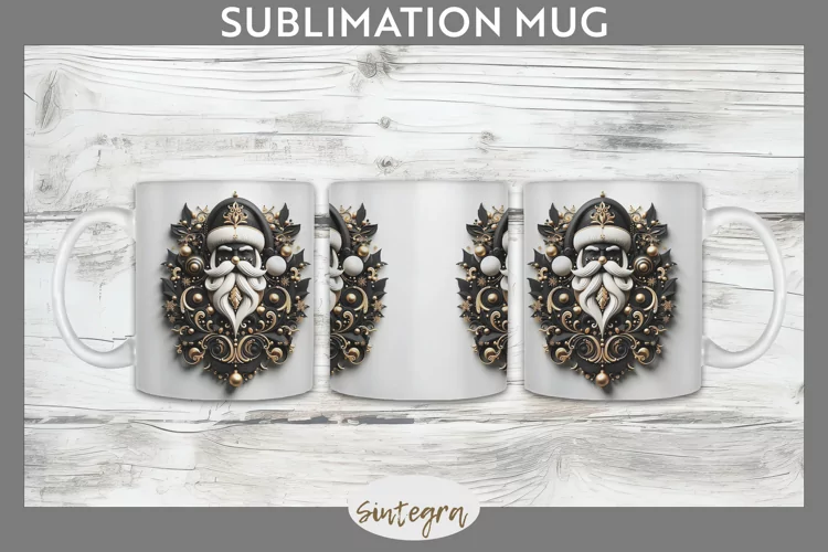 3D Christmas Santa v36 Mug Wrap Sublimation