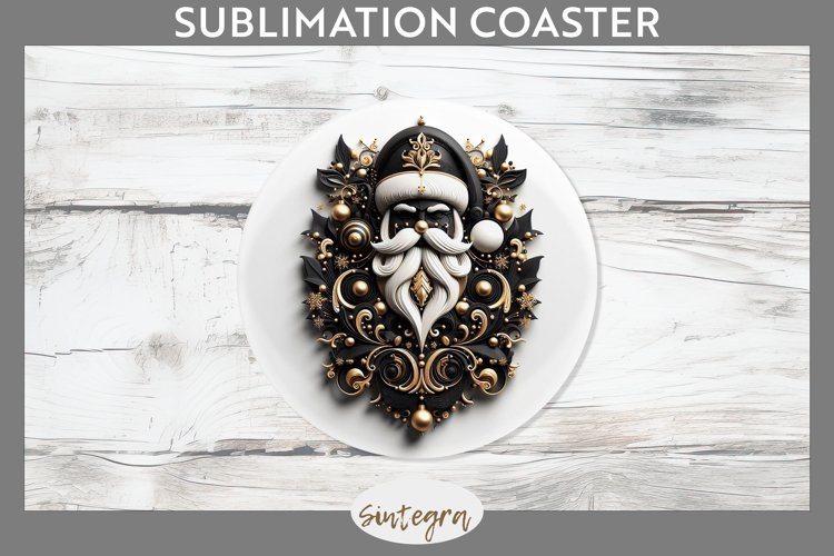 3D Christmas Santa v36 Round Coaster Sublimation example image 1