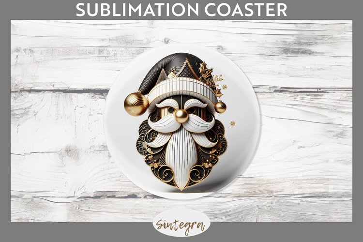 3D Christmas Santa v37 Round Coaster Sublimation example image 1