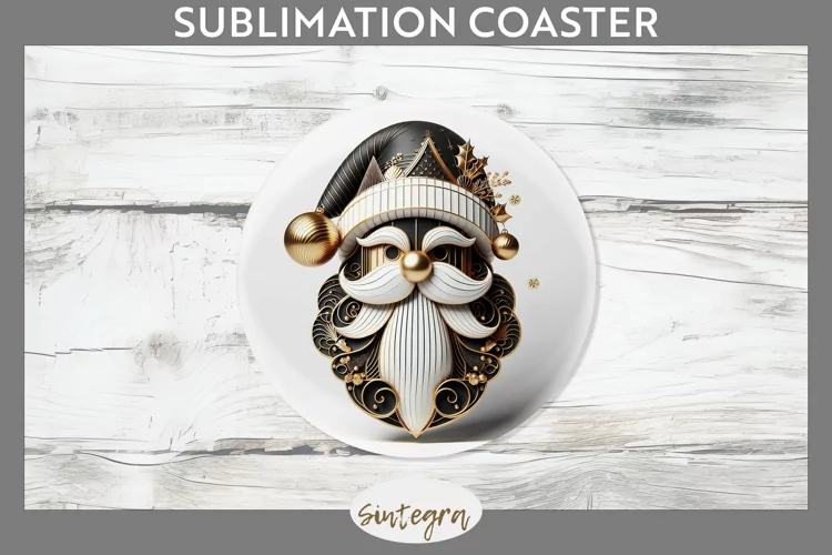 3D Christmas Santa v37 Round Coaster Sublimation