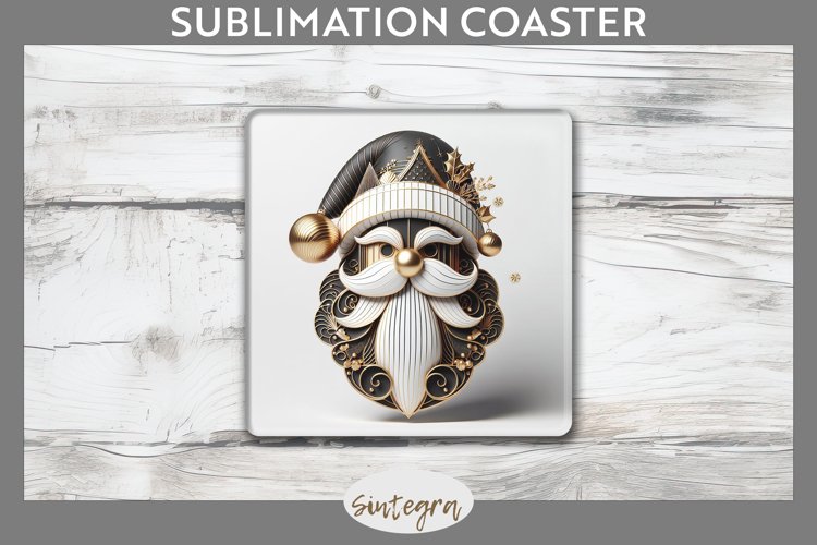 3D Christmas Santa v37 Square Coaster Sublimation example image 1