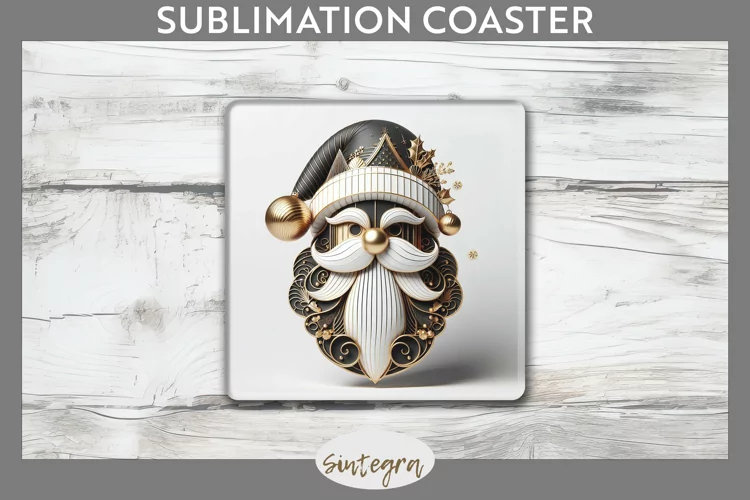 3D Christmas Santa v37 Square Coaster Sublimation
