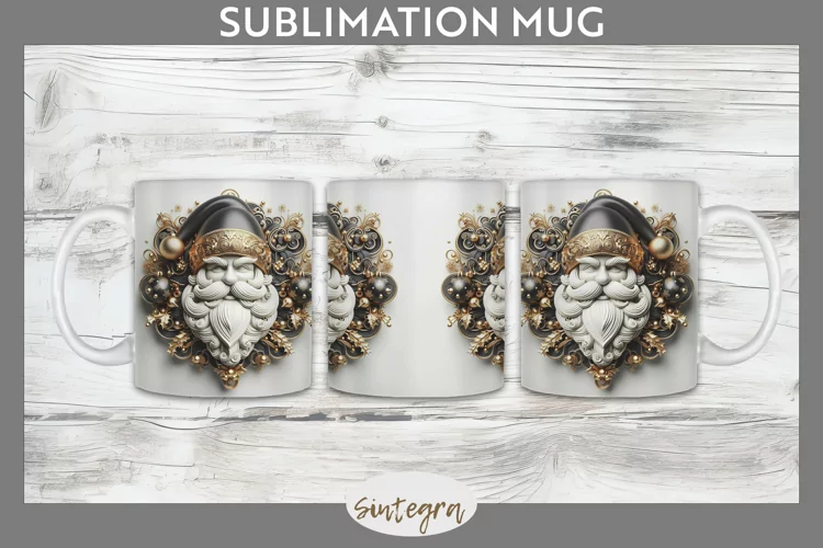 3D Christmas Santa v38 Mug Wrap Sublimation