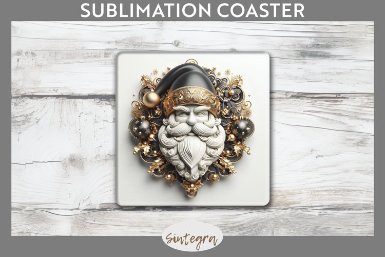 3D Christmas Santa v38 Square Coaster Sublimation example image 1