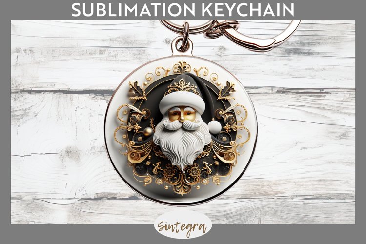 3D Christmas Santa v39 Round Keychain Sublimation