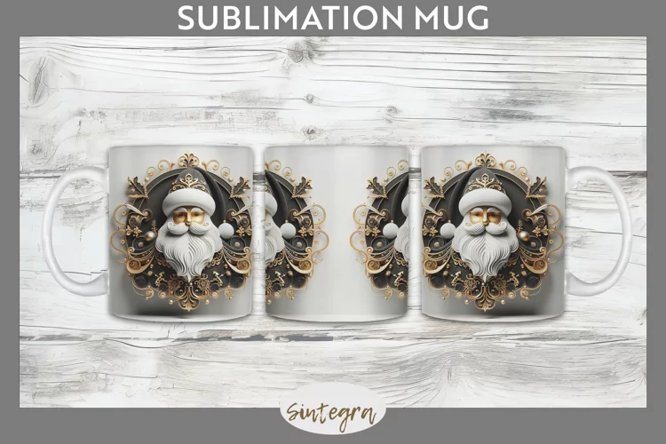 3D Christmas Santa v39 Mug Wrap Sublimation
