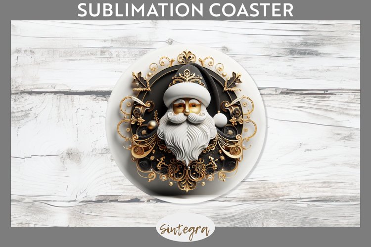 3D Christmas Santa v39 Round Coaster Sublimation example image 1