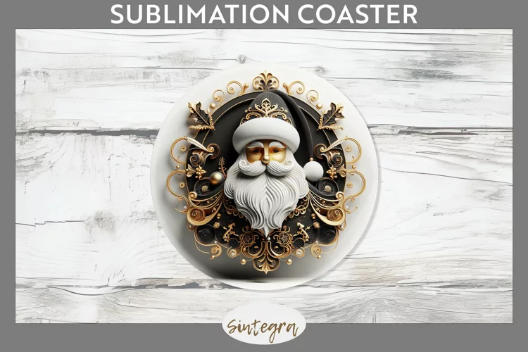 3D Christmas Santa v39 Round Coaster Sublimation