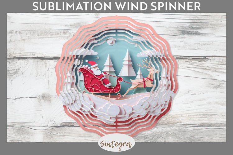 3D Christmas Santa v4 Wind Spinner Sublimation example image 1