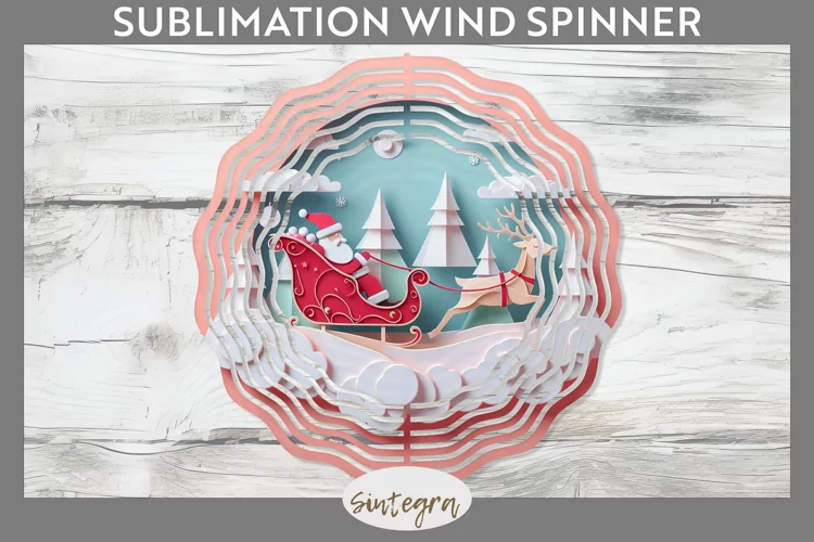 3D Christmas Santa v4 Wind Spinner Sublimation