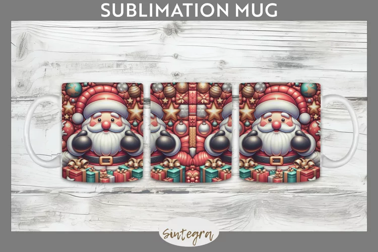 3D Christmas Santa v40 Mug Wrap Sublimation