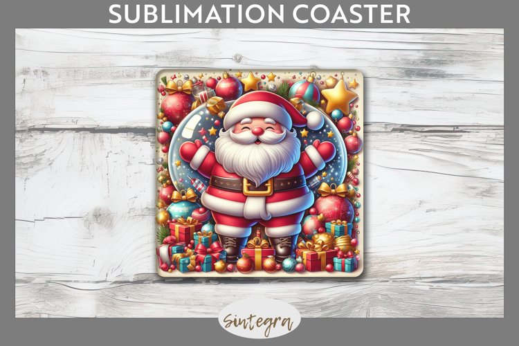 3D Christmas Santa v41 Square Coaster Sublimation example image 1